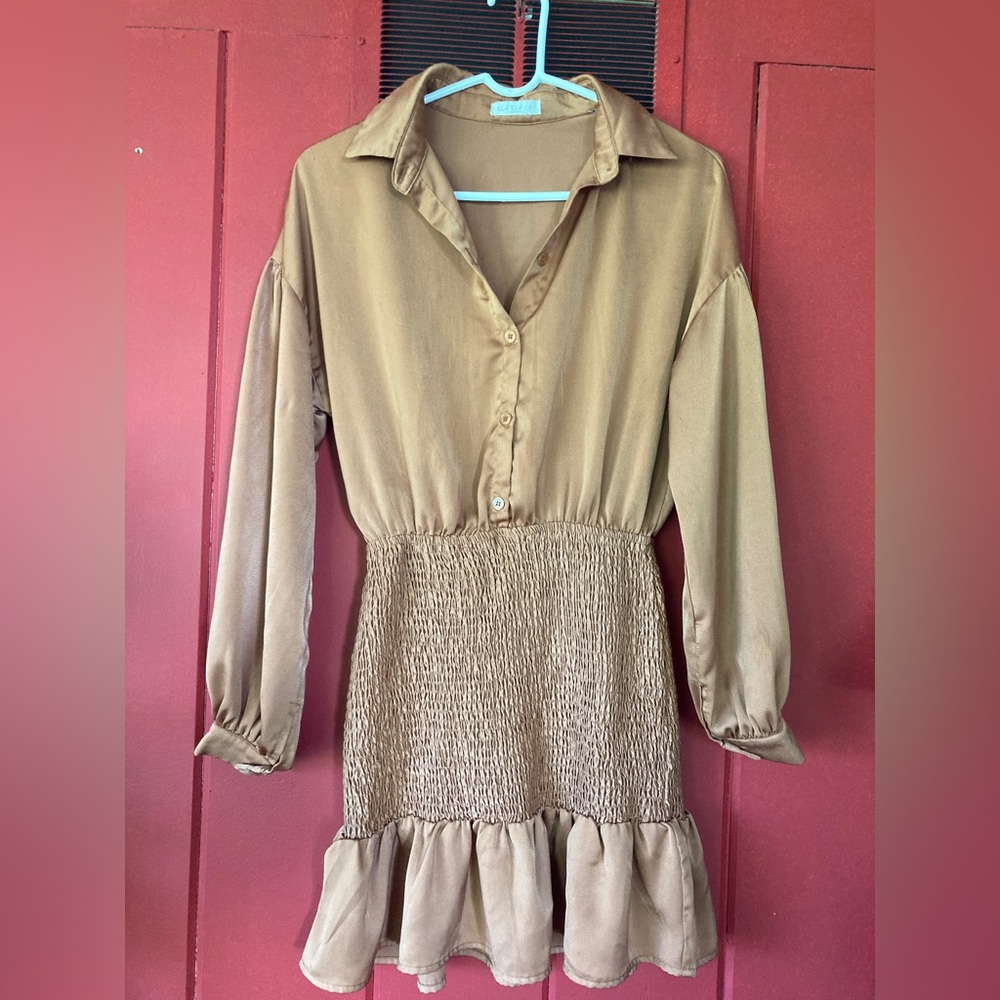 Illa illa fall copper button up dress size small